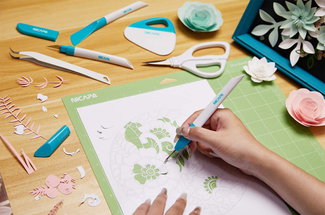 Nicapa Basic Tool Set Craft Weeding Vinyl Cardstock Crafting Tools Kit for Silhouette/Siser/Oracal 631 651 751 Vinyl