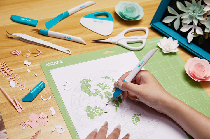 Nicapa Basic Tool Set Craft Weeding Vinyl Cardstock Crafting Tools Kit for Silhouette/Siser/Oracal 631 651 751 Vinyl