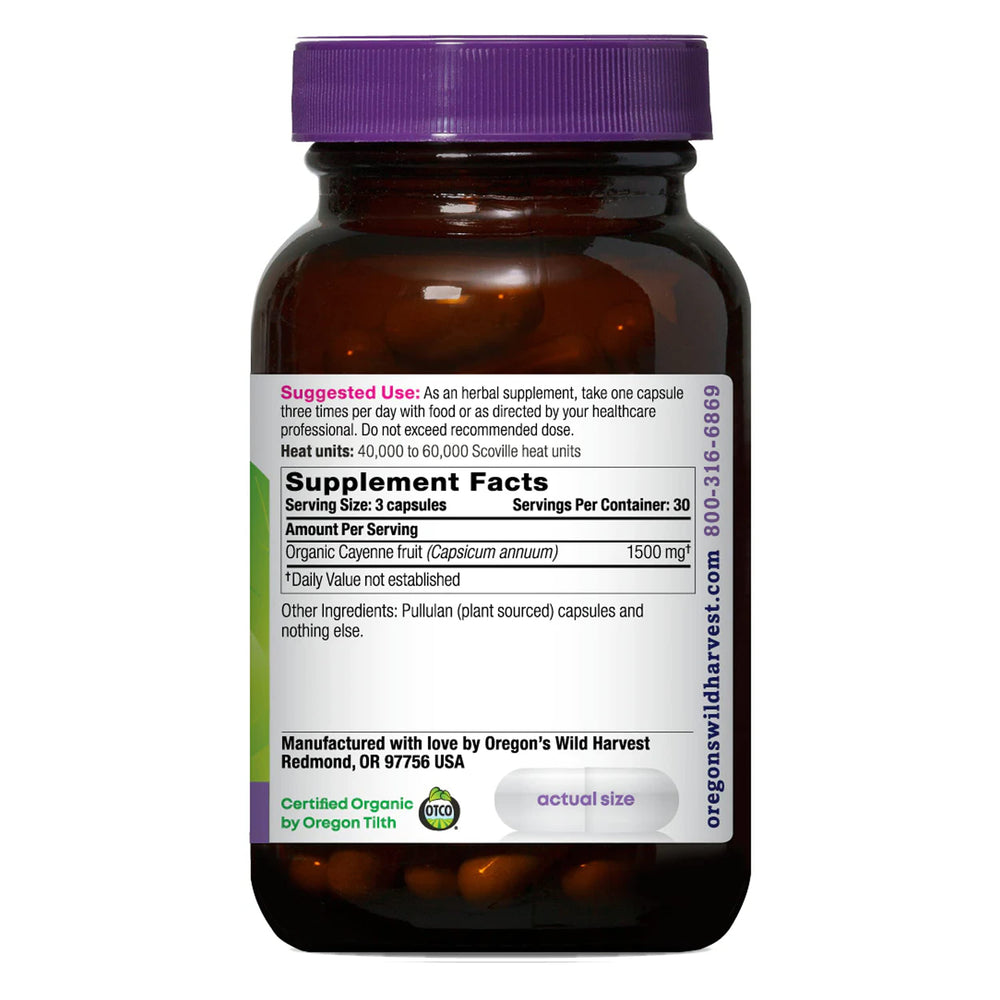 Non-GMO Cayenne Capsules, Organic Herbal Supplements, 90 Count