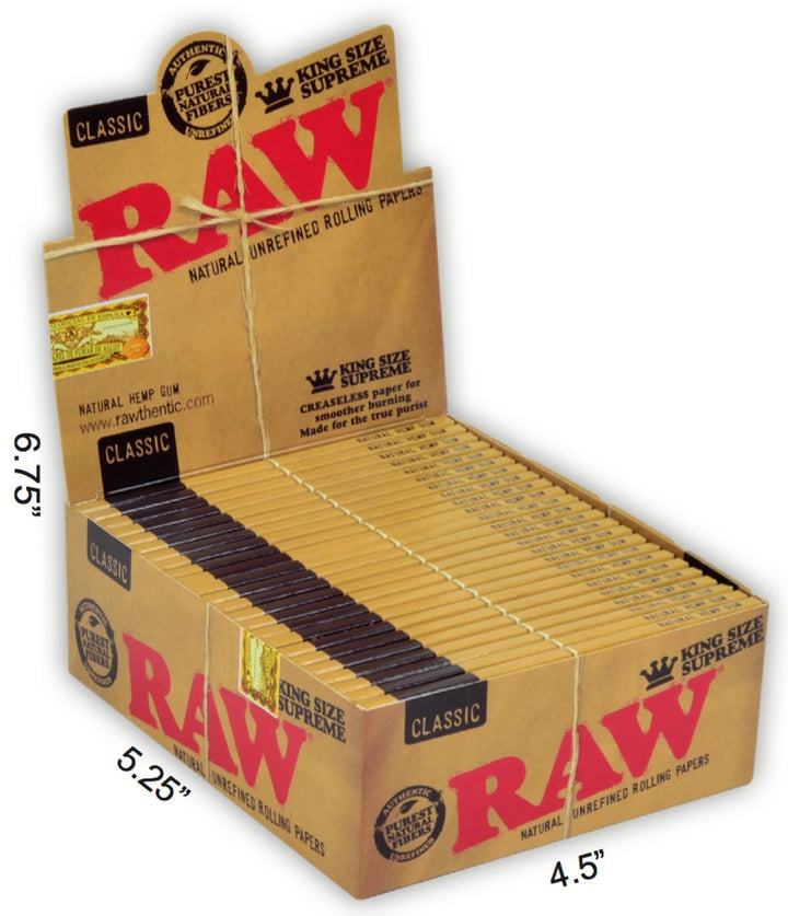 Raw Classic King Size Supreme Rolling Papers Full Box o