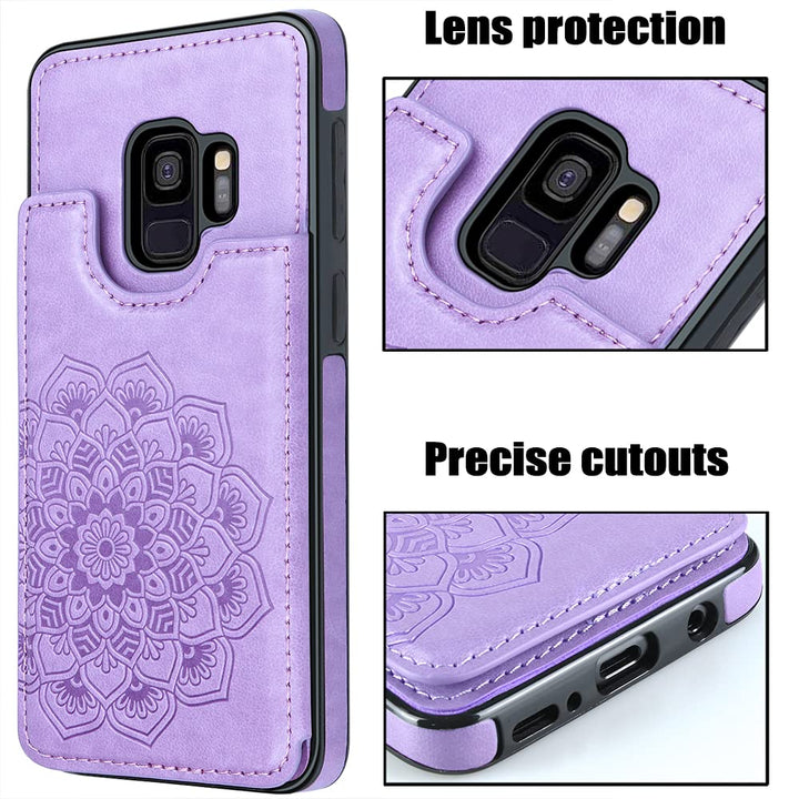 MMHUO Samsung Galaxy S9 Wallet Case, Floral Magnetic Fl