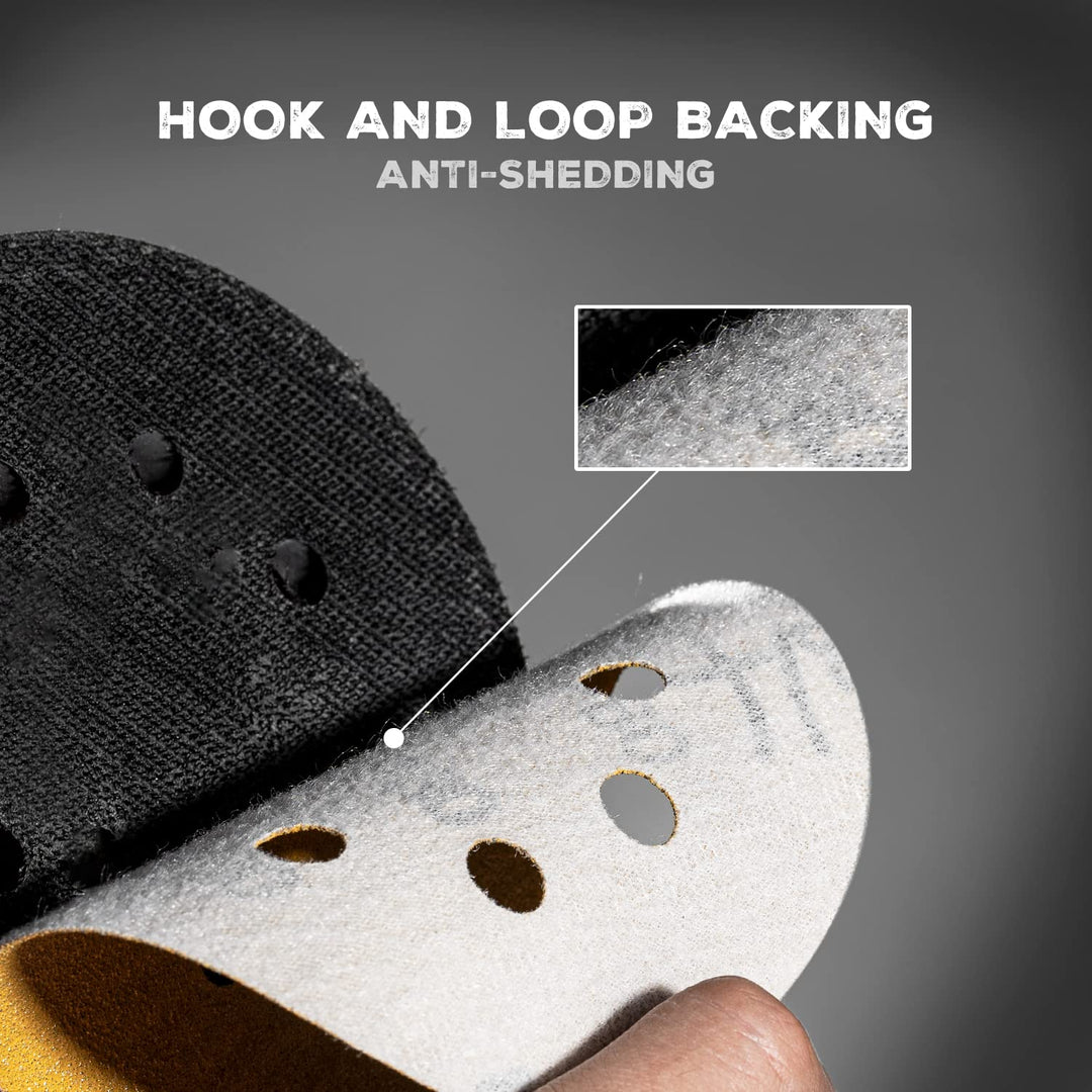 5 Inch Sanding Discs Hook and Loop, Assorted Grits 8 Hole Aluminum Oxide Sanding Discs for Random Orbital Sander - 100 Pack (60-800 Grit) by toolant