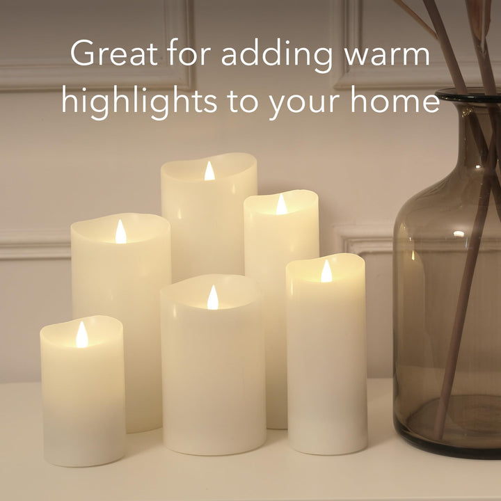 Flameless LED Candles with Remote Control, 3x 5Flickering 3D Moving Flame Battery Operated Candles in Real Wax Shell for Indoor Use, Home decor Ivory
