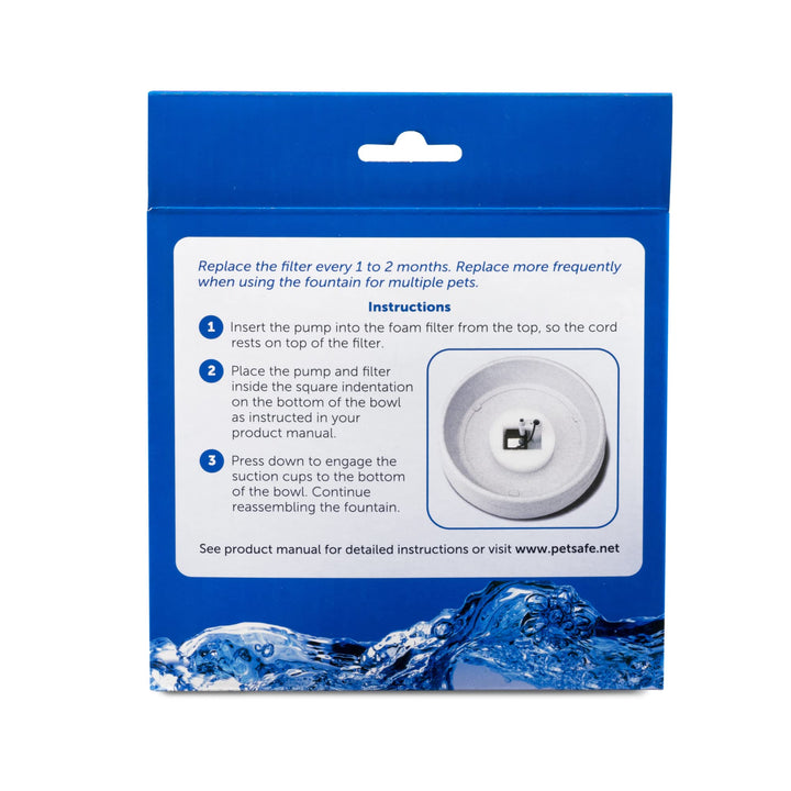 Drinkwell Replacement Foam Filters for 360 Plastic Multiple Pet Fountain, Cat and Dog Water Dispenser, 2-Pack