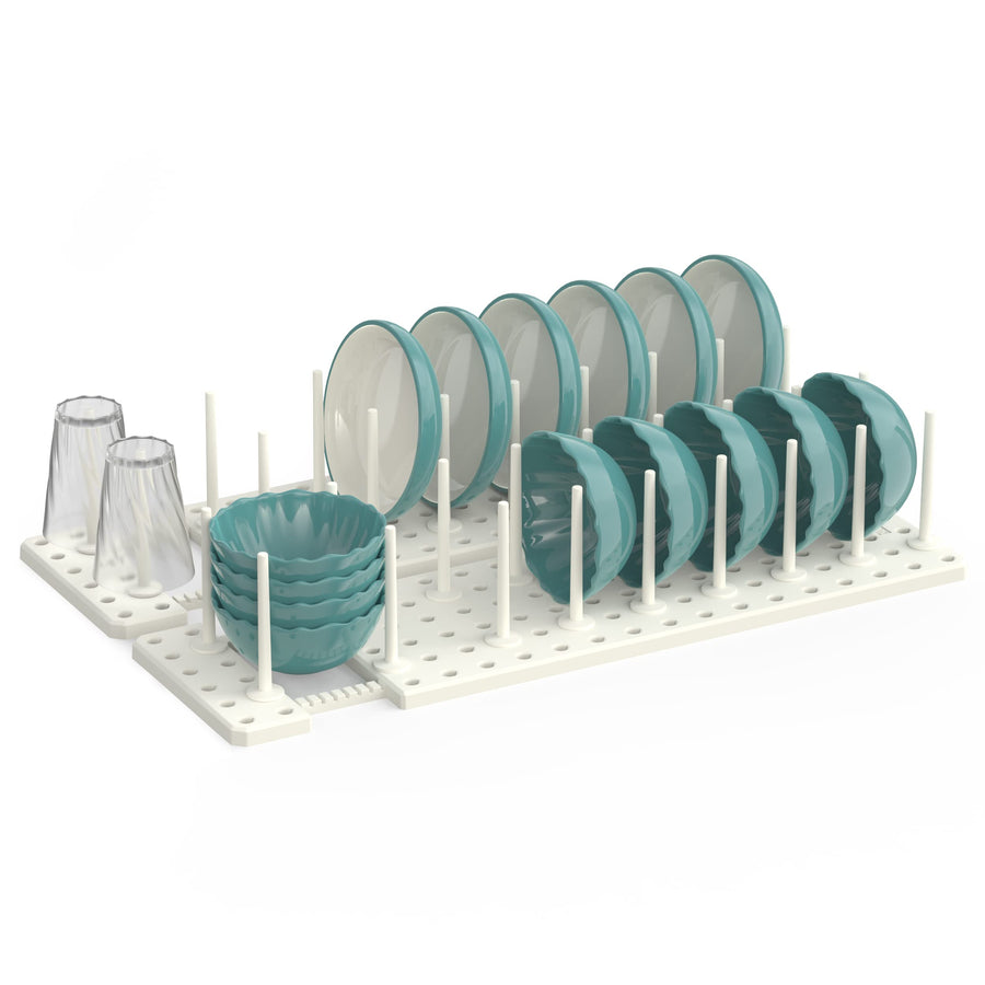 Kitchen Cupboard Organization Drawer Organizer, Pegboard Tray for Dish Rack, Kitchen Organizer Plate Holder for Cabinets, Scalable Adjustment, 2Pcs, White