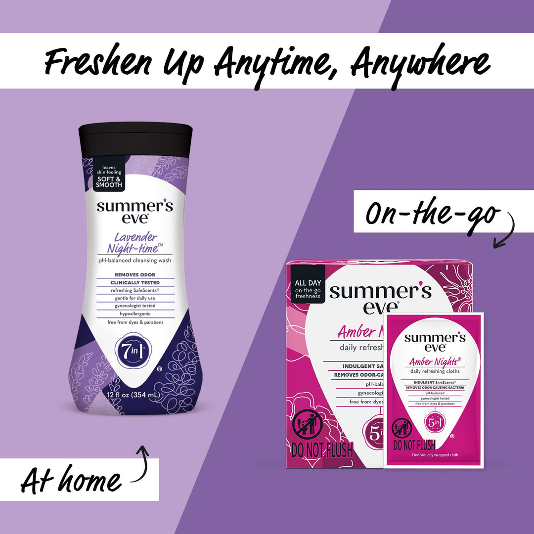 Summer's Eve Lavender Night-time Daily Refreshing All Over Feminine Body Wash, Removes Odor, Feminine Wash pH Balanced, 12 fl oz