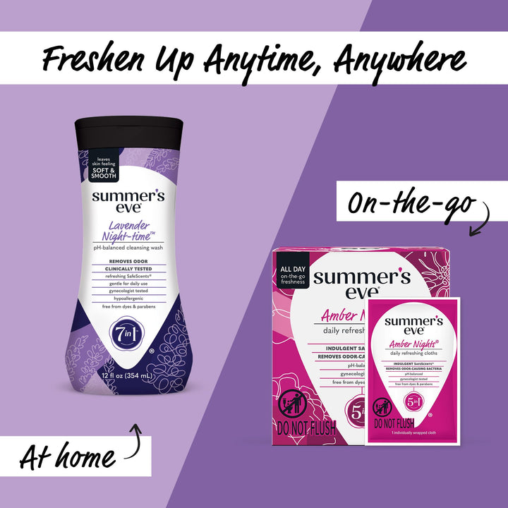 Summer's Eve Lavender Night-time Daily Refreshing All Over Feminine Body Wash, Removes Odor, Feminine Wash pH Balanced, 12 fl oz