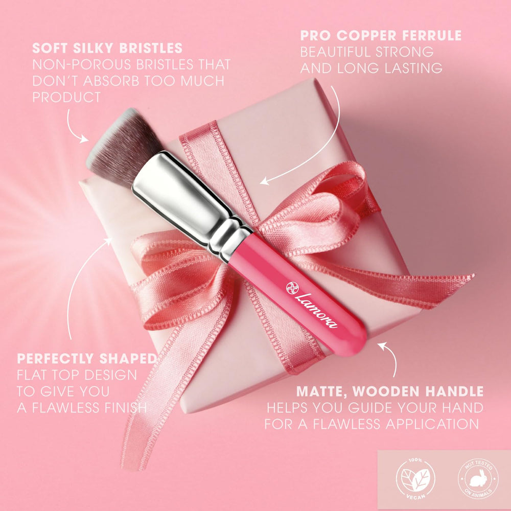 Foundation Makeup Brush Flat Top Kabuki for Face - Perfect For Blending Liquid, Cream or Flawless Powder Cosmetics - Buffing, Stippling, Concealer - Premium Quality Synthetic Dense-Bristles