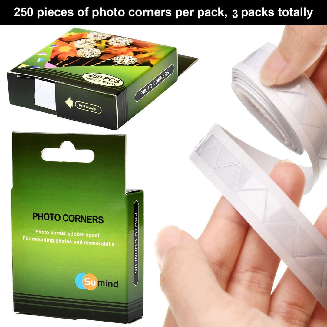 Clear Self-Adhesive Photo Corners Picture Mounting Corner Stickers for DIY Album Scrapbook, 250 Pieces/Pack(8 Pack)