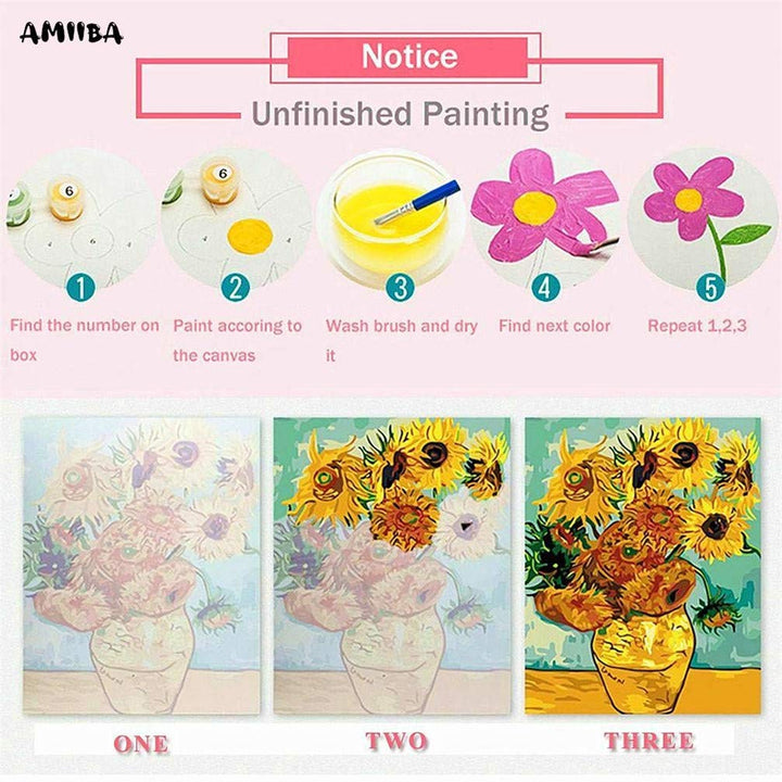 Paint by Numbers Kits, Amiiba Koi Carp Lotus Pond DIY Kits 16x20 inch Acrylic Painting by Number Wall Art Crafts (Carp, Without Frame)