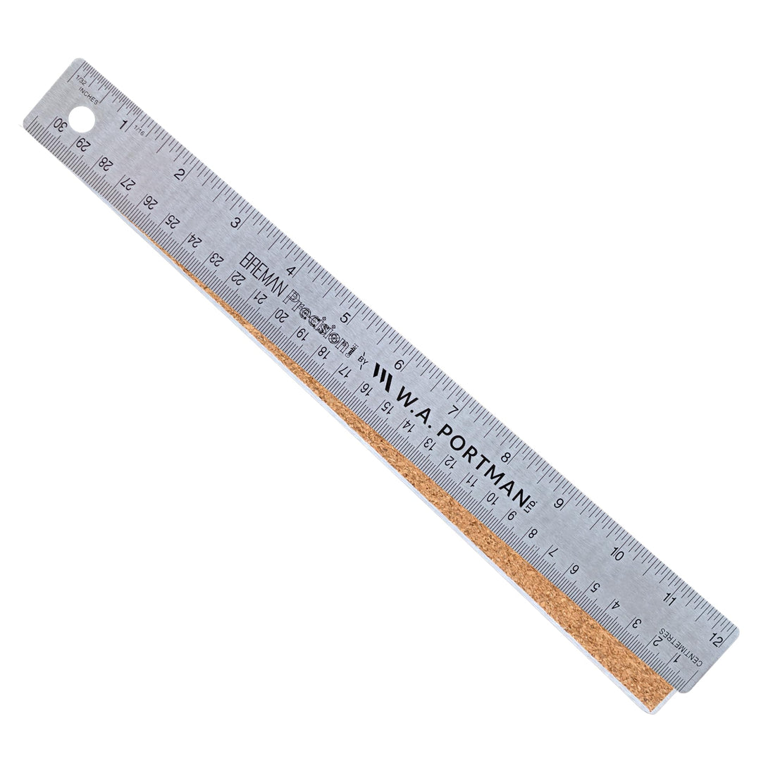 Metal Ruler 12 Inch Cork Back - Stainless Steel Metal Ruler with Cork Backing - Straight Edge 12 inch Metal Ruler - Flexible Stainless Steel Ruler - Imperial &amp; Metric Ruler 12 Inch