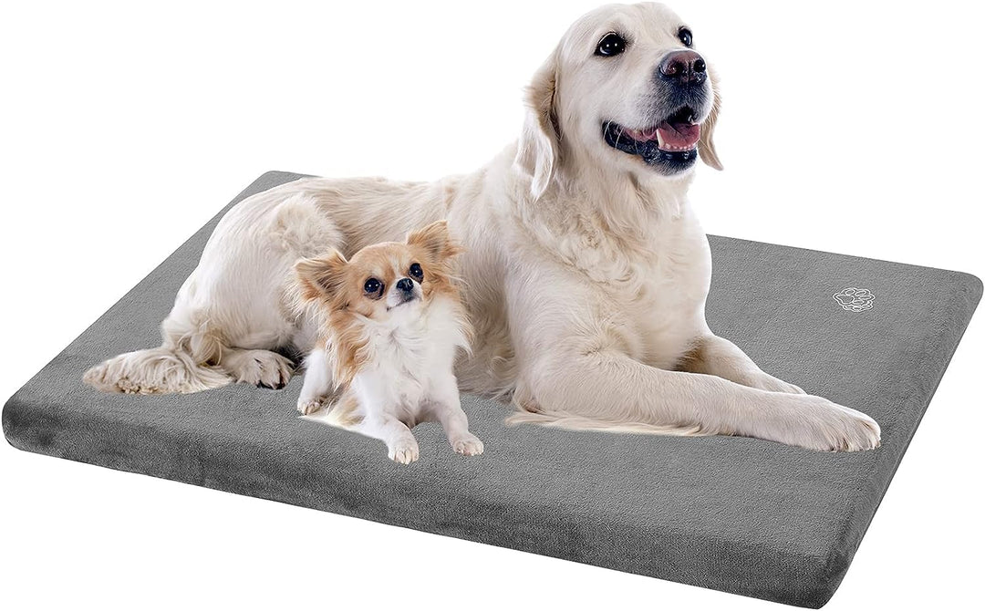 Stylish Dog Bed Mat Dog Crate Pad Mattress Reversible (Cool &amp; Warm), Water Proof Linings, Removable Machine Washable Cover, Firm Support Pet Crate Bed for Small to XX-Large Dogs, Grey