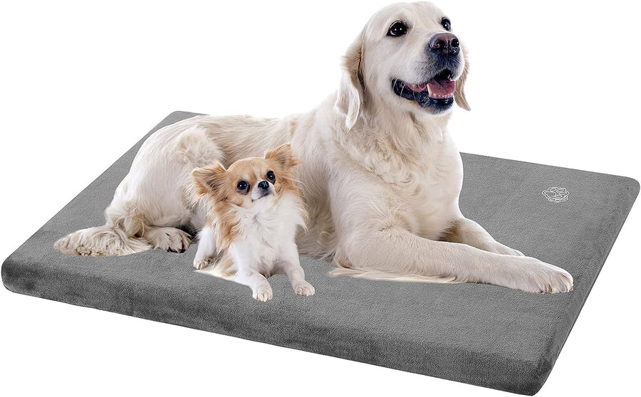 Stylish Dog Bed Mat Dog Crate Pad Mattress Reversible (Cool & Warm), Water Proof Linings, Removable Machine Washable Cover, Firm Support Pet Crate Bed for Small to XX-Large Dogs, Grey
