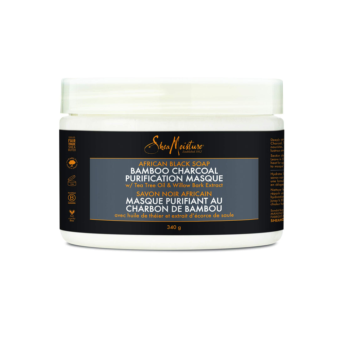 SheaMoisture African Black Soap Bamboo Charcoal Purification Masque Hair Treatment, 12 Ounce