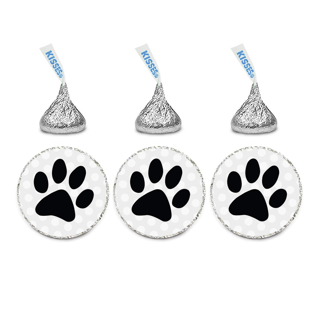 Chocolate Drop Labels Stickers, Birthday, Cat Dog Animal Paw Print, 216-Pack, For Hershey&#39;s Kisses Party Favors, Gifts, Decorations