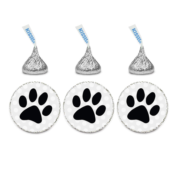 Chocolate Drop Labels Stickers, Birthday, Cat Dog Animal Paw Print, 216-Pack, For Hershey&#39;s Kisses Party Favors, Gifts, Decorations