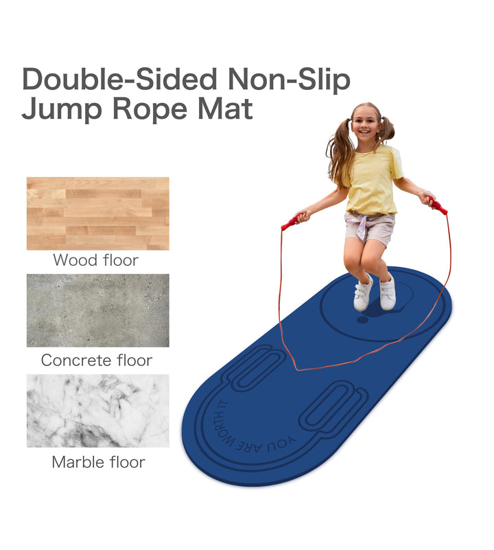 Non-Slip Jump Rope Mat Shock Absorption Rope Skipping Mat for Adults &amp; Children Home Indoor Workout Exercise Mat in Blue