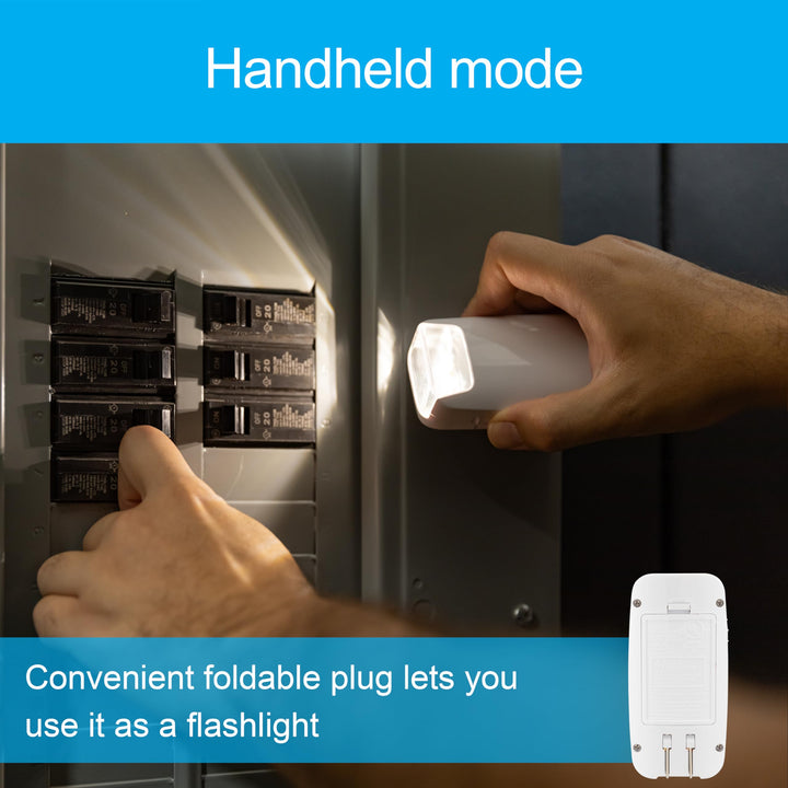 GE 4-in-1 LED Power Failure Light, 1 Pack, Plug-In, Dusk-to-Dawn Sensor, Auto On/Off, 40 Lumens, Functions as an Emergency Flashlight, Task Light, LED Night Light, & Power Failure Light, White, 37373