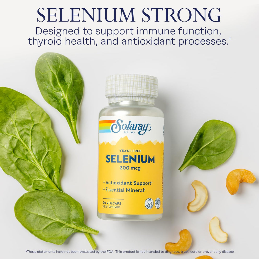 Solaray Yeast Free Selenium 200mcg, Selenium Capsules f