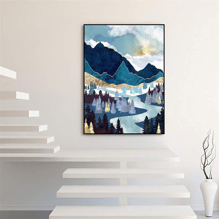 Diamond Painting Kit,Diamond Art Kits for Adults, Abstract Paint with Diamonds Round for Gift,Wall Decor(12x16) (Mountain Sunrise)