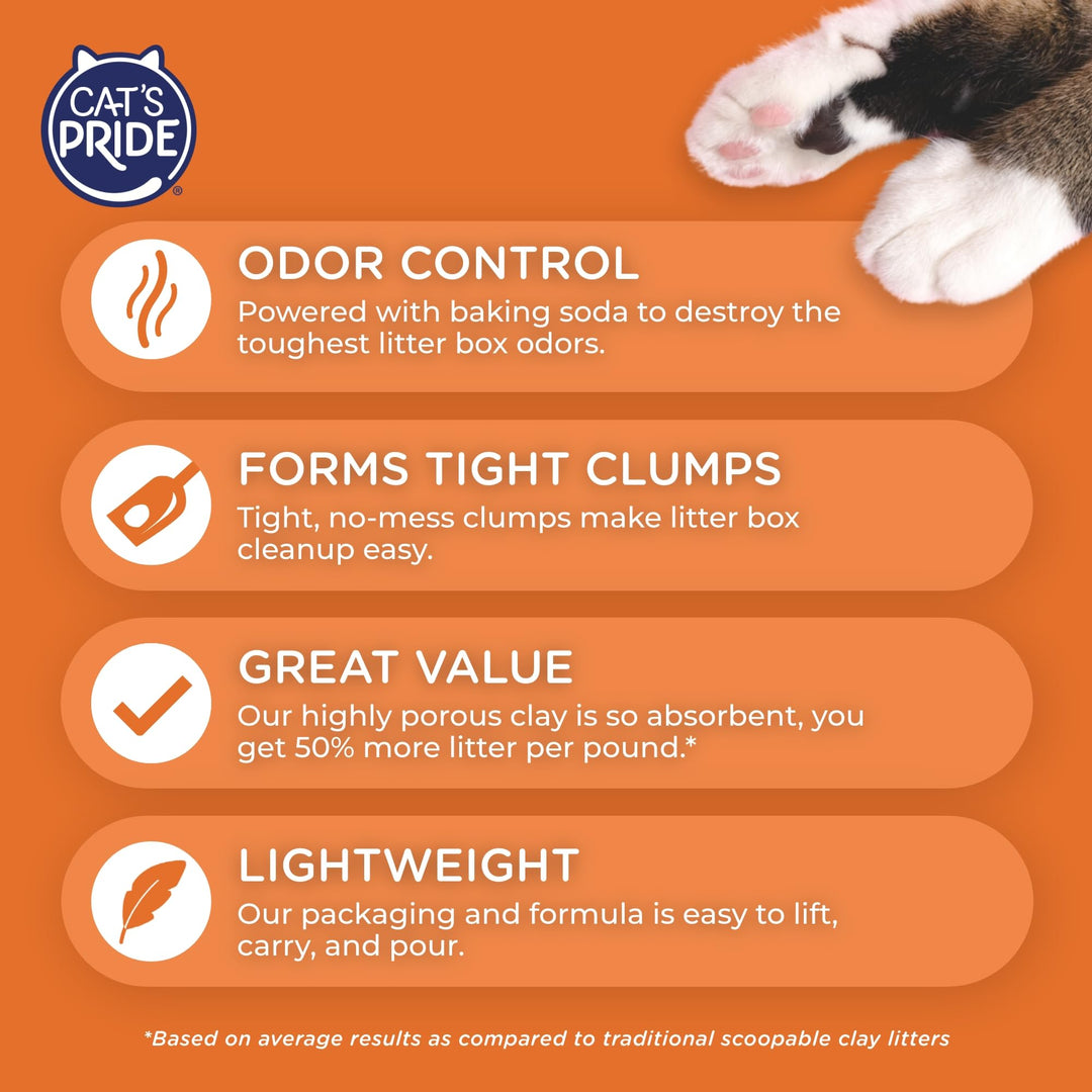 Cat&#39;s Pride Lightweight Clumping Litter: Baking Soda - Powerful Odor Control - Scented, 10 Pounds