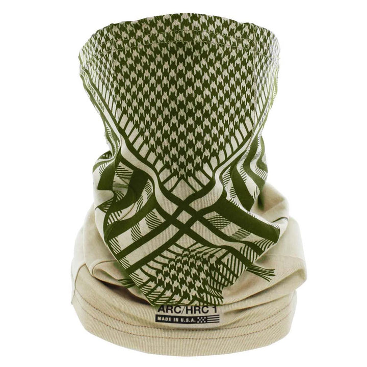 Flame Resistant Face Mask Neck Gaiter - CAT1 (Army Green American Shemagh - Beige)