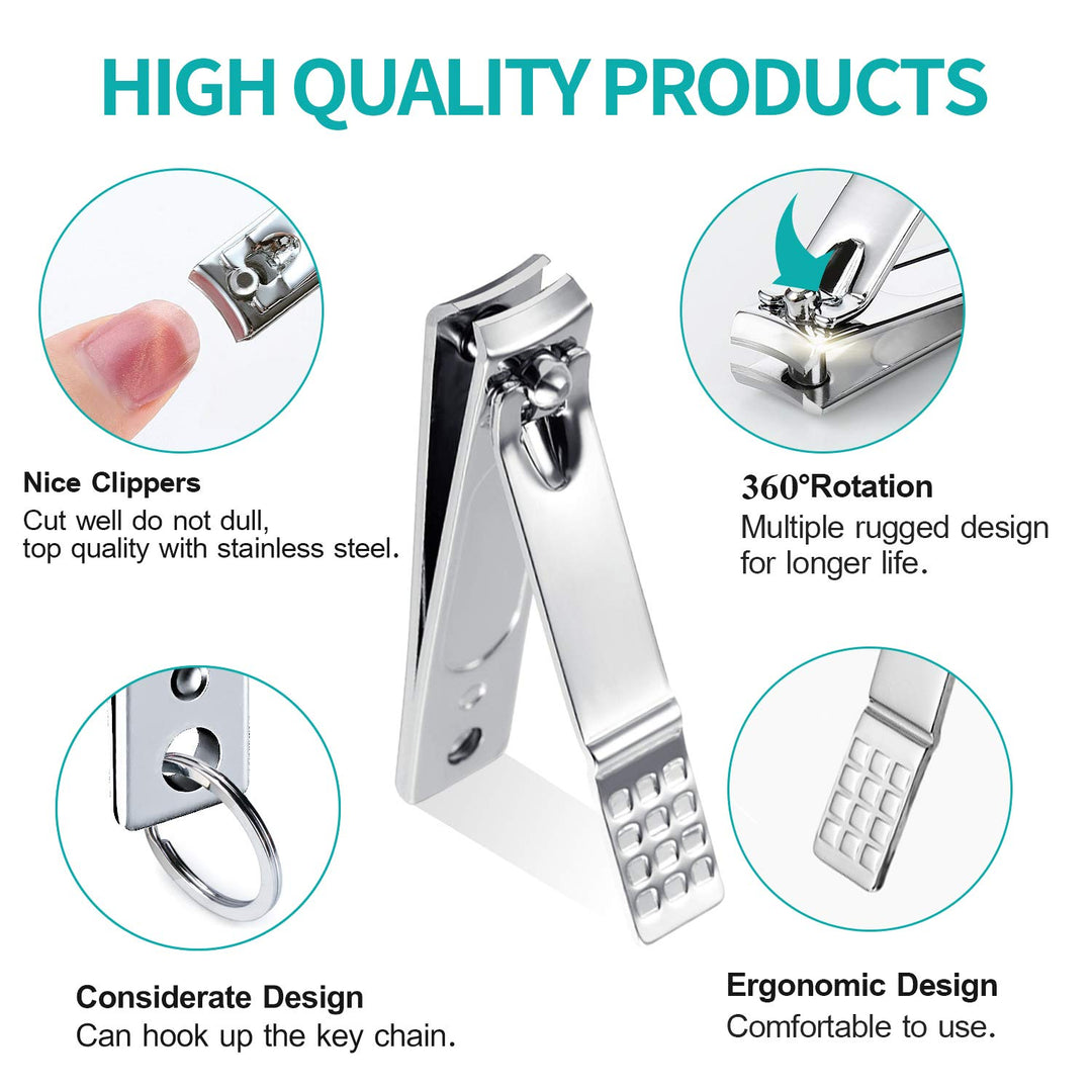 Nail Clippers, 3 Pack Toenail Clippers Fingernail Clipper Nail Clippers for Men Women Adult, Nail Cutter Manicure Set for Thick Toenails [Silver]