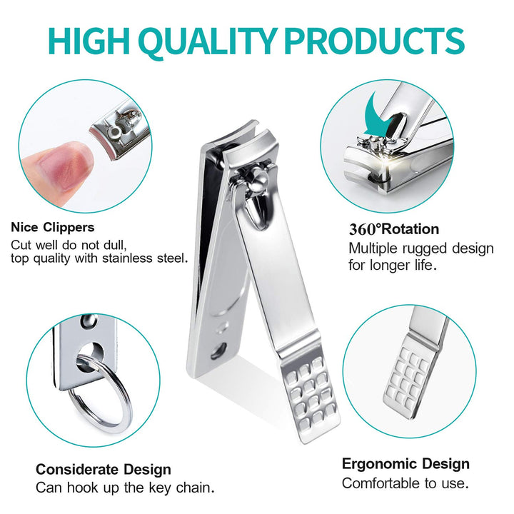 Nail Clippers, 3 Pack Toenail Clippers Fingernail Clipper Nail Clippers for Men Women Adult, Nail Cutter Manicure Set for Thick Toenails [Silver]