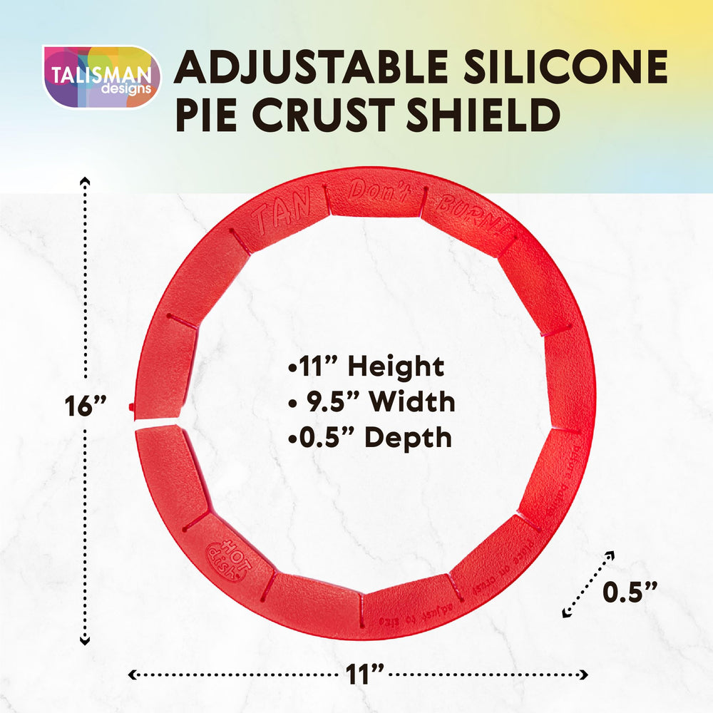 Baking Pie Crust Shield Protector Cover for Edges of Pie - 8-inch to 11.5-inch Adjustable Silicone Baking Accessory for Making the Perfect Pie | Set of 1