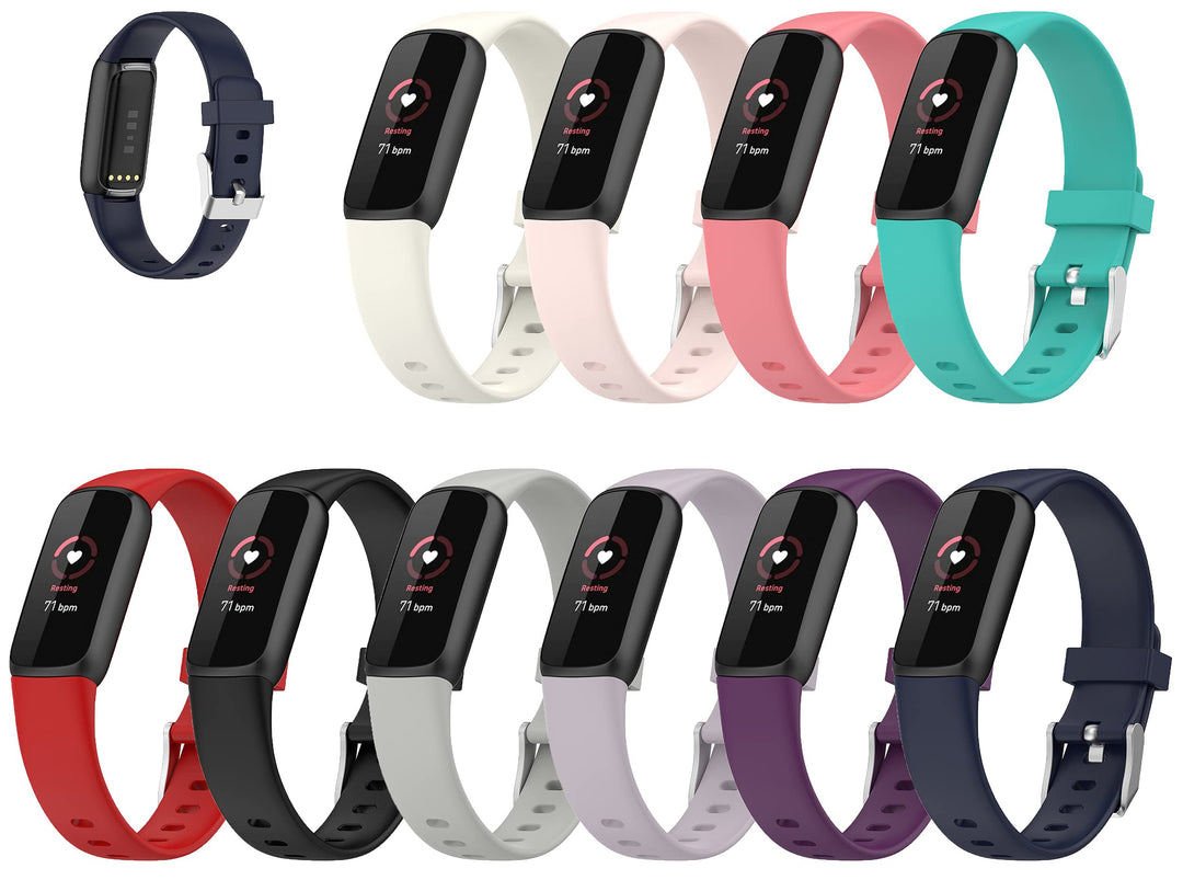 Compatible Silicone Bands Sports Wristbands Replacement for Fitbit Luxe, Luxe Special Edition Fitness Tracker Accessories Small/Large Watchbands (S (5.1-7.1), 10PCS)