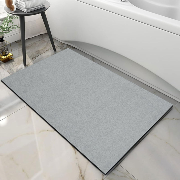 Thin Diatomaceous Earth Bath Mat,Non Slip Quick Dry Bath Mats for Bathroom,Super Absorbent Stone Bath Mat-Washable Shower Mat Bathroom Floor Mat (Light Grey,16x24)