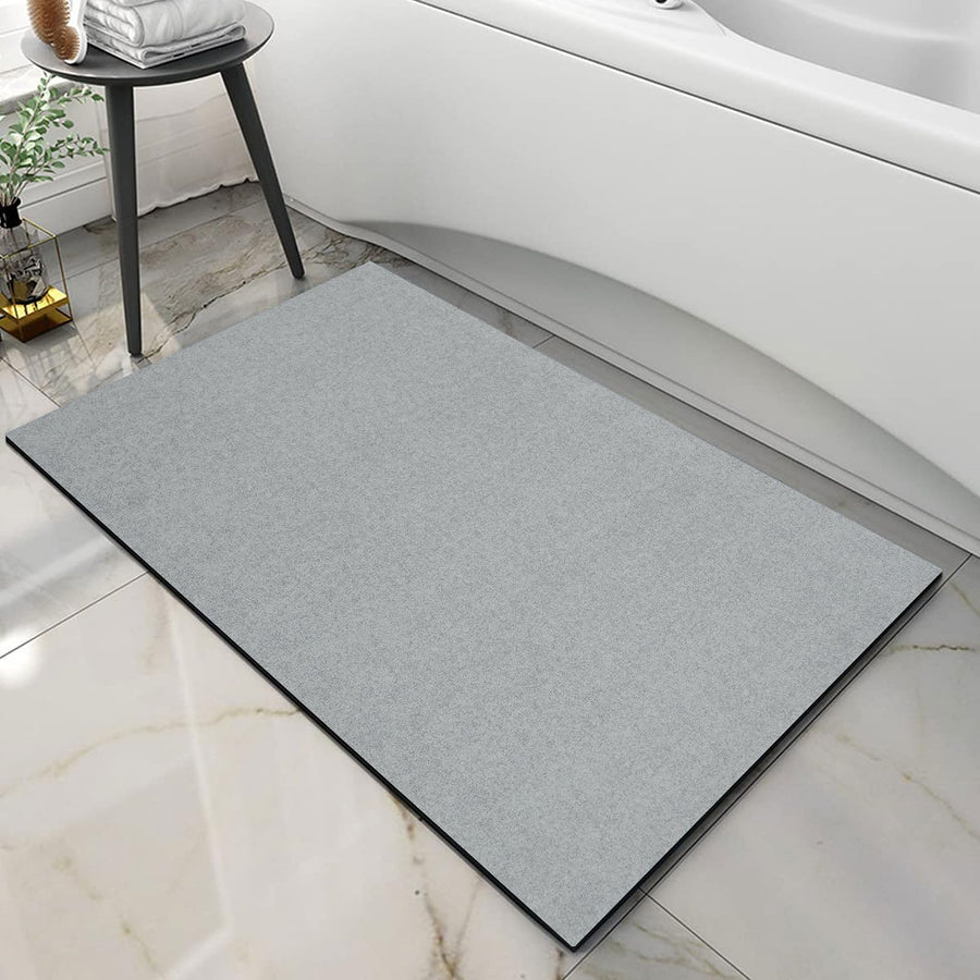 Thin Diatomaceous Earth Bath Mat,Non Slip Quick Dry Bath Mats for Bathroom,Super Absorbent Stone Bath Mat-Washable Shower Mat Bathroom Floor Mat (Light Grey,16x24)