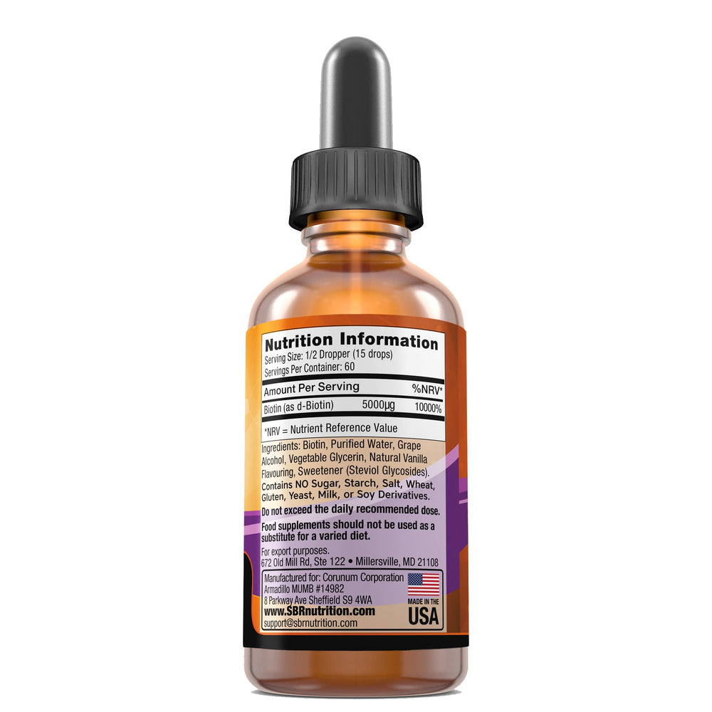 Biotin Liquid Drops, 5000mcg per Serving (60) 1.0Fl.oz (30ml) Vanilla