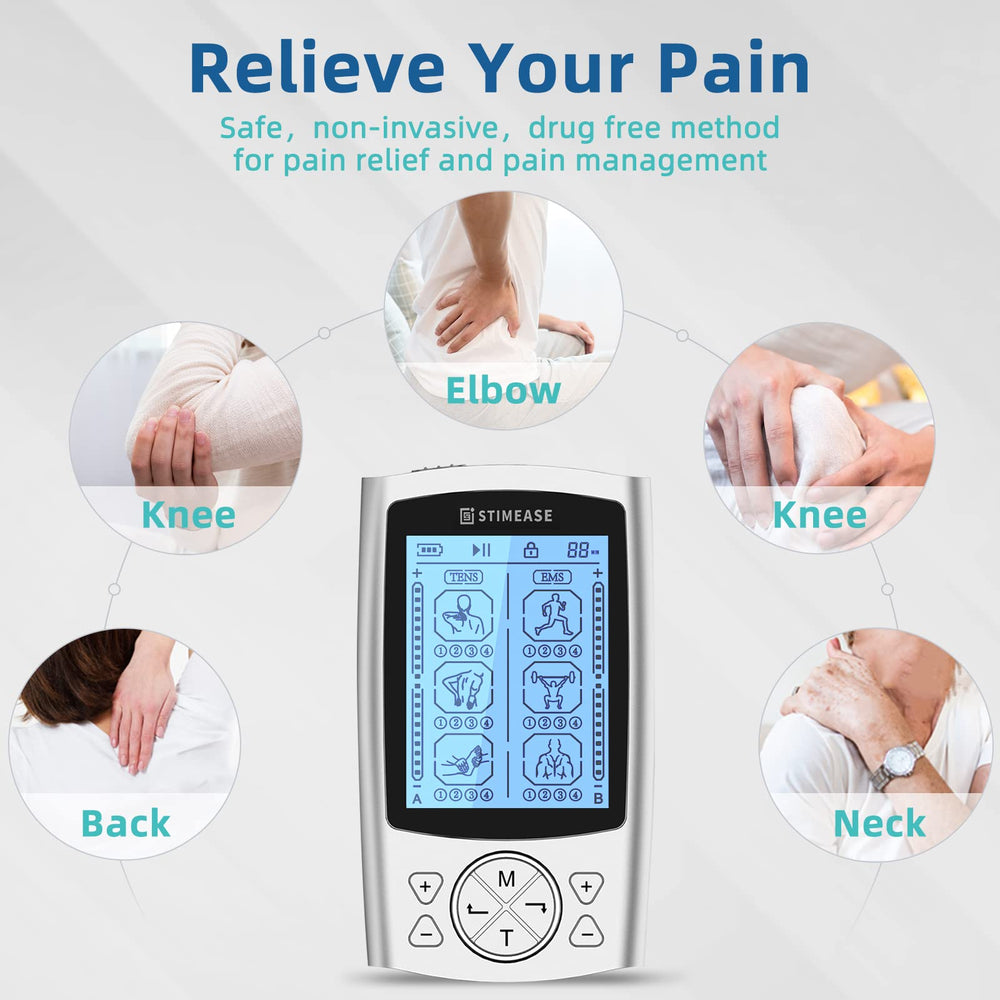 TENS Unit Muscle Stimulator, 24 Modes Dual Channel Rechargeable TENS EMS Machine for Pain Relief Therapy with 20 Electrode Tens Unit Replacement Pads