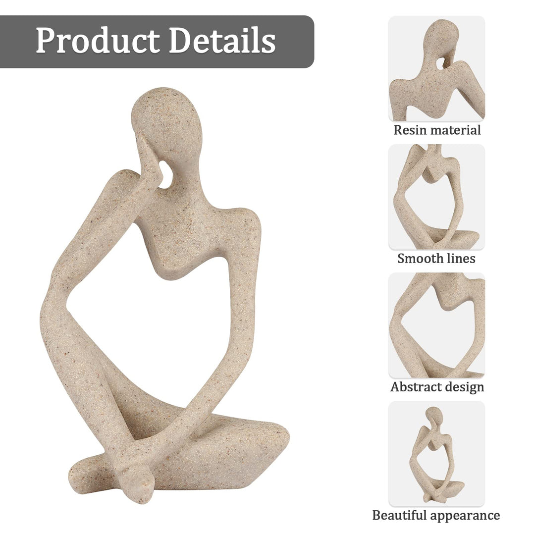 Abstract Sculpture The Thinker Statue Resin Statues for Home Decor Modern Home Office Desktop Shelf Bookshelf Decor Set of 3 (Small-Smooth)