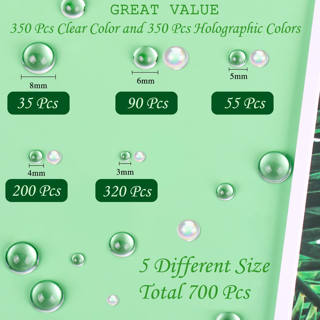 700 Pcs Clear Dewdrop Holographic Water Droplets Embellishments Scrapbooking Card Making Supplies Resin Dewdrop Beads Clear Waterdrop for DIY Crafts Paper Decor (AB Clear)