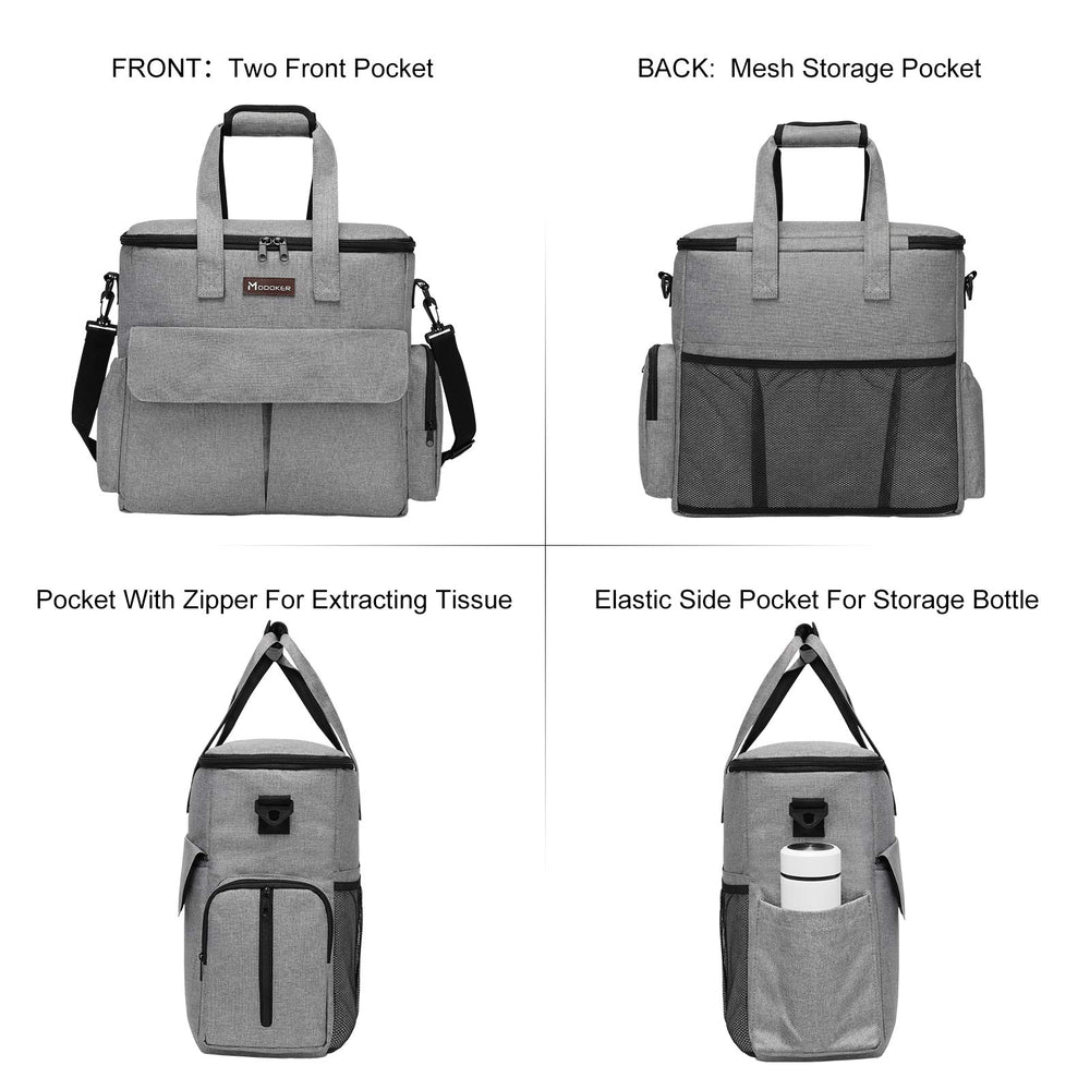 Dog Travel Bag, Weekend Pet Travel Set for Dog and Cat, Airline Approved Tote Organizer with Multi-Function Pockets, 2 Food Storage Containers, 2 Collapsible Bowls, 1 Feeding Mat (Grey)
