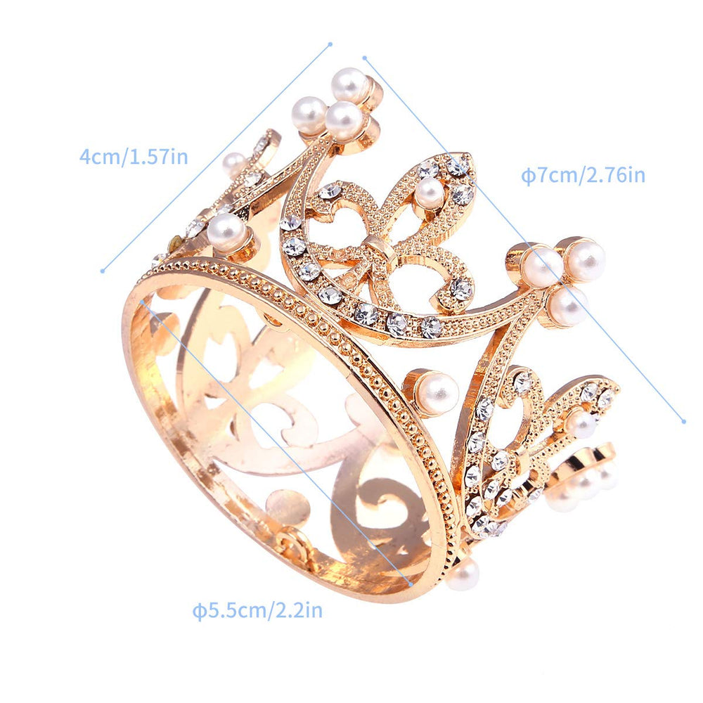 2 Pack Small Crown Gold Tiaras for Girls Crown Cake Topper for Decoration Party Bridal Wedding Headband