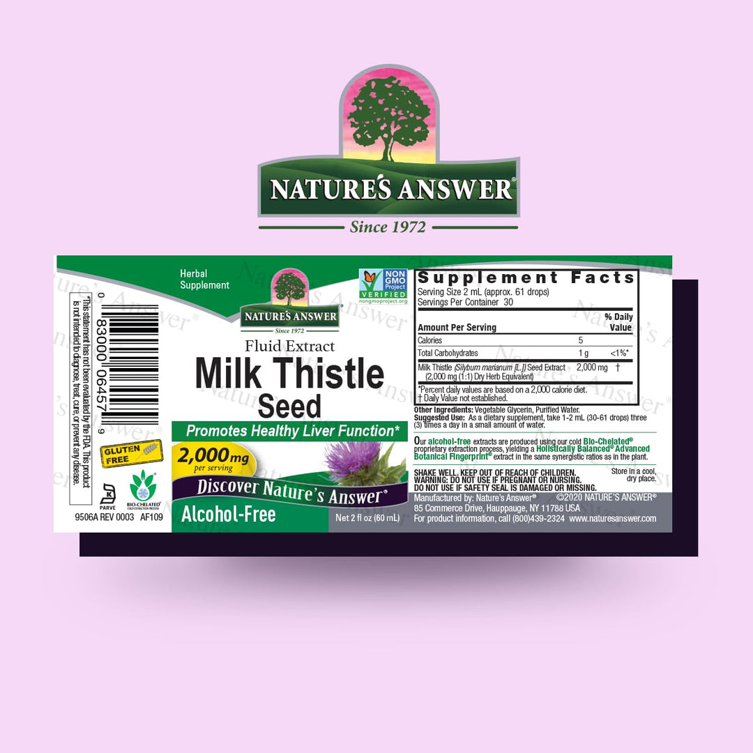 Nature&#39;s Answer Milk Thistle 2 Ounce Extract - Alcohol Free, Non GMO, Liver Support Supplement for Everyone - Liver Detox, Made in USA