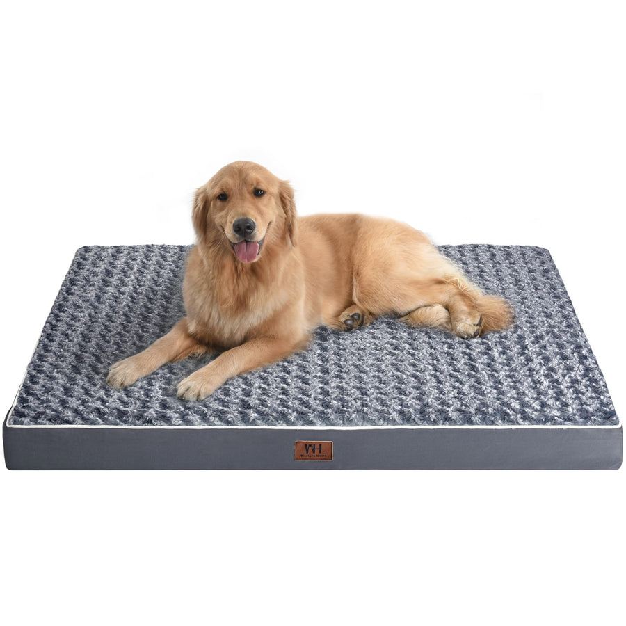 Large Dog Bed for Large, Jumbo, Medium Dogs, Orthopedic Pet Bed Waterproof Mattress with Removable Washable Cover, Thick Egg Crate Foam Dog Bed with Non-Slip Bottom