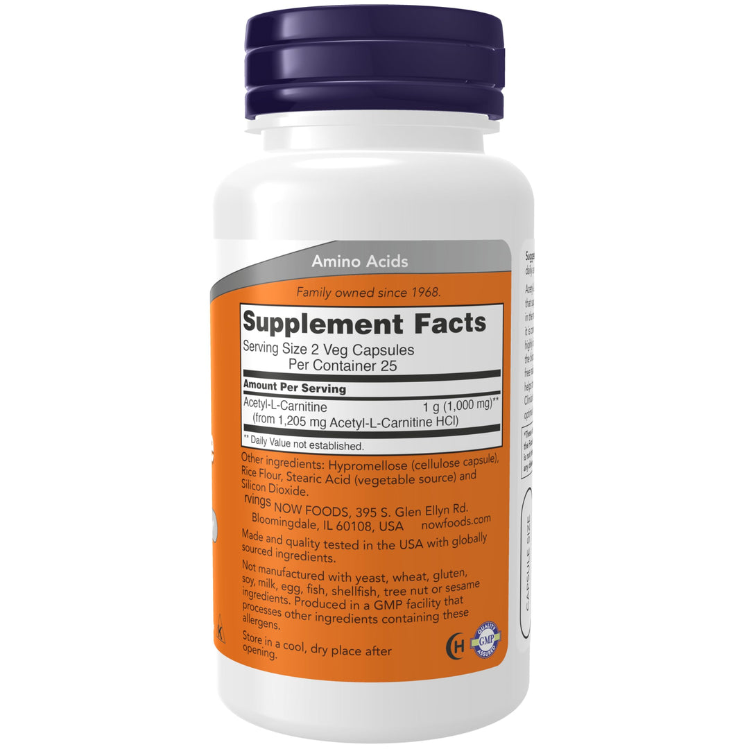 NOW Foods Supplements, Acetyl-L Carnitine 500 mg, Amino