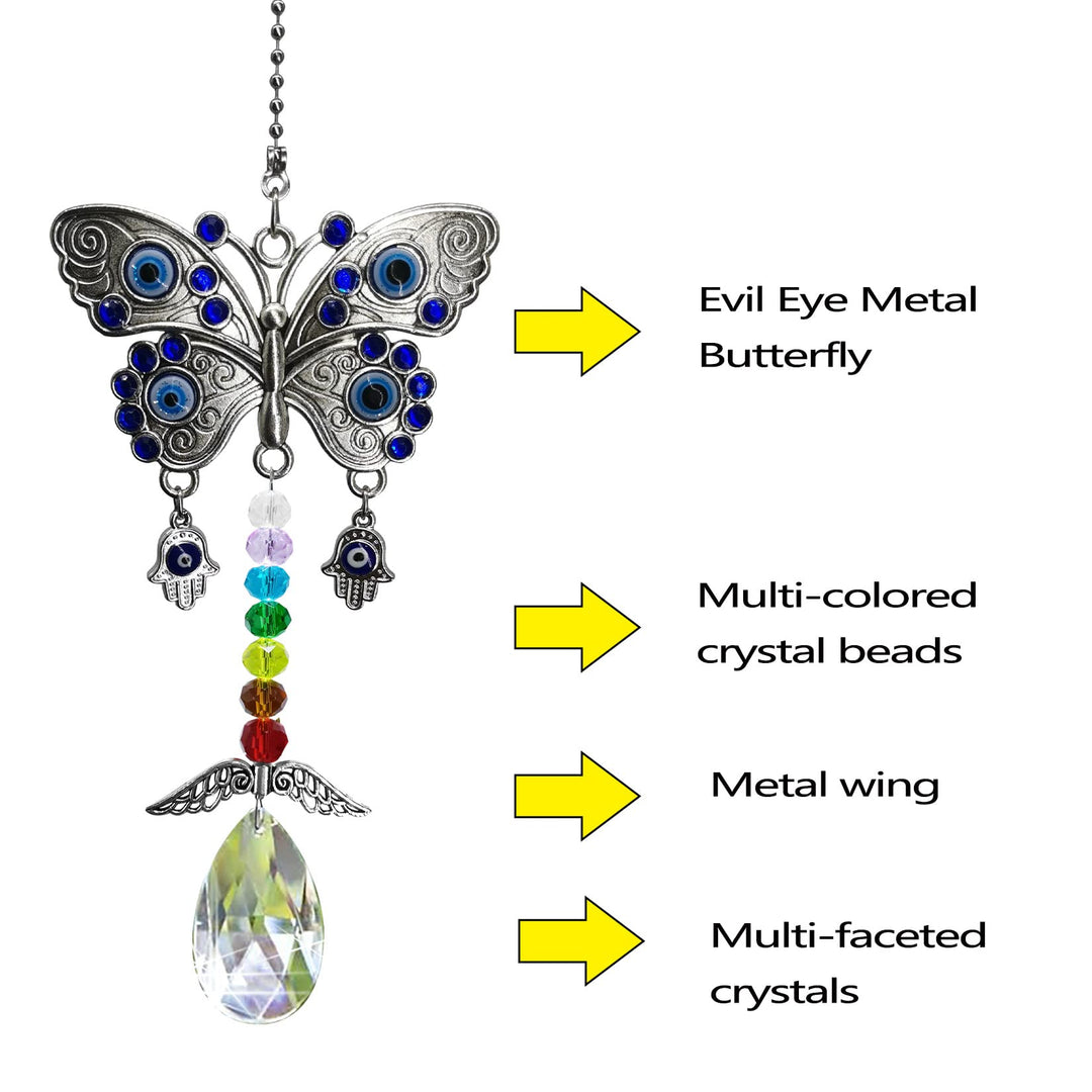 Hanging Car Charm for Rear View Mirror,Blue Evil Eye Bu