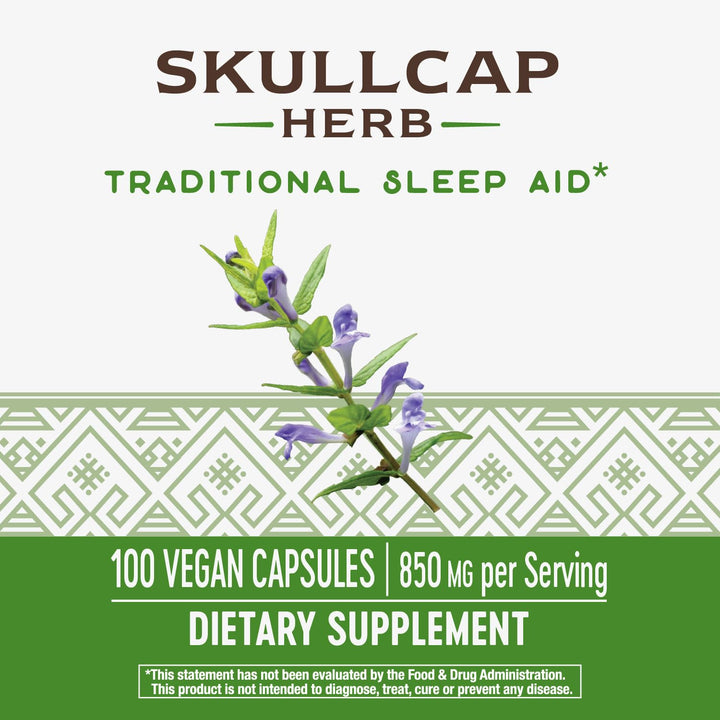 Nature&#39;s Way Skullcap Herb - Traditional Herbal Sleep Support* - Skullcap Herb - Non-GMO Project Verified - Gluten Free &amp; Vegan - 100 Vegan Capsules