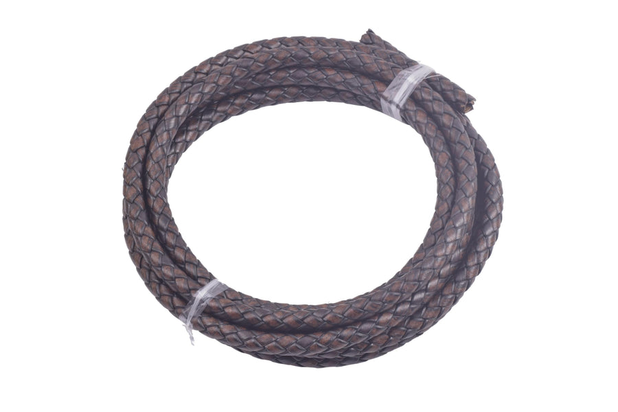 KONMAY 2 Yards 5.0mm Antique Brown Genuine Leather Brai