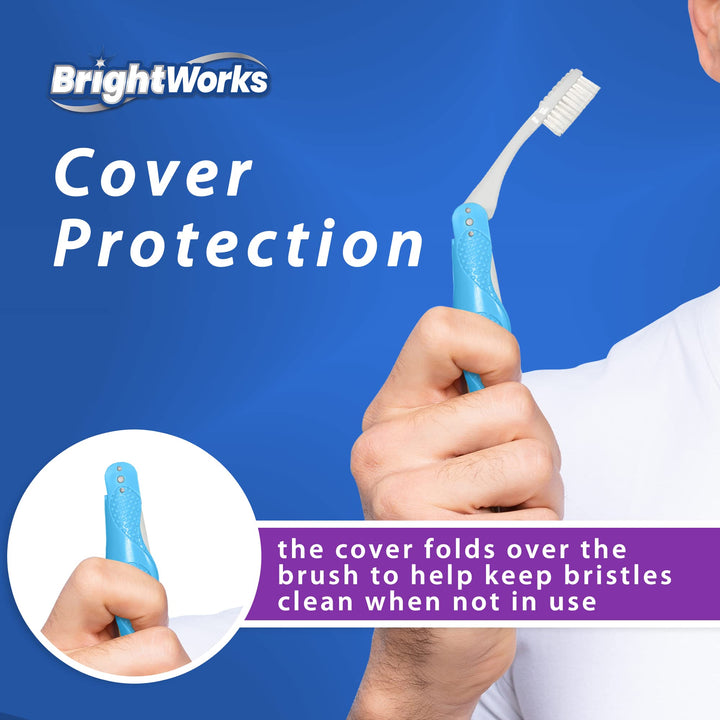 BrightWorks Folding Travel Toothbrush, Soft Bristles, 2