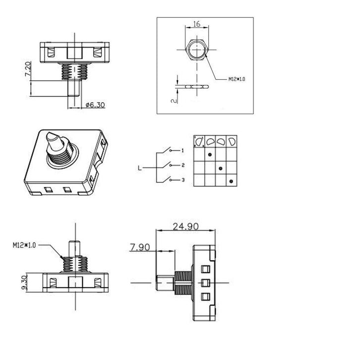 HQRP Rotary Switch 4-Position 3-Speed 120V-250V, 10A Fa
