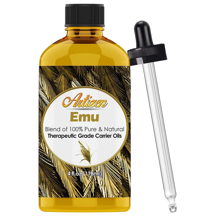 100% Pure Emu Oil (HUGE 4OZ BOTTLE) - Premium Skin &amp; Hair Moisturizer - Natural Hair Strengthener to Help Prevent Hair Loss - Perfect Additive to Shampoo, Conditioner, Soap, and Lotion