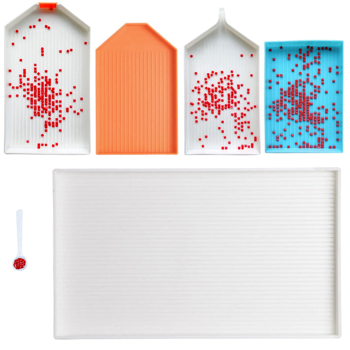 5 Pcs Extra Large Diamond Painting Tray Organizer,Plastic Trays for Beads,Diamond Art Accessories, Rhinestone Dot Tools for DIY Gem Art Craft