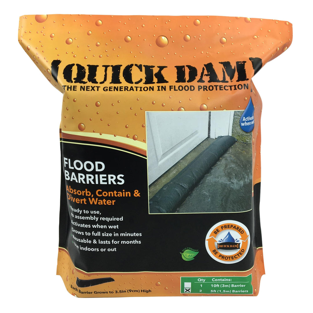 QD65-2 5&#39; Barrier Water Flood Dam Bags, 2 Pack, Black