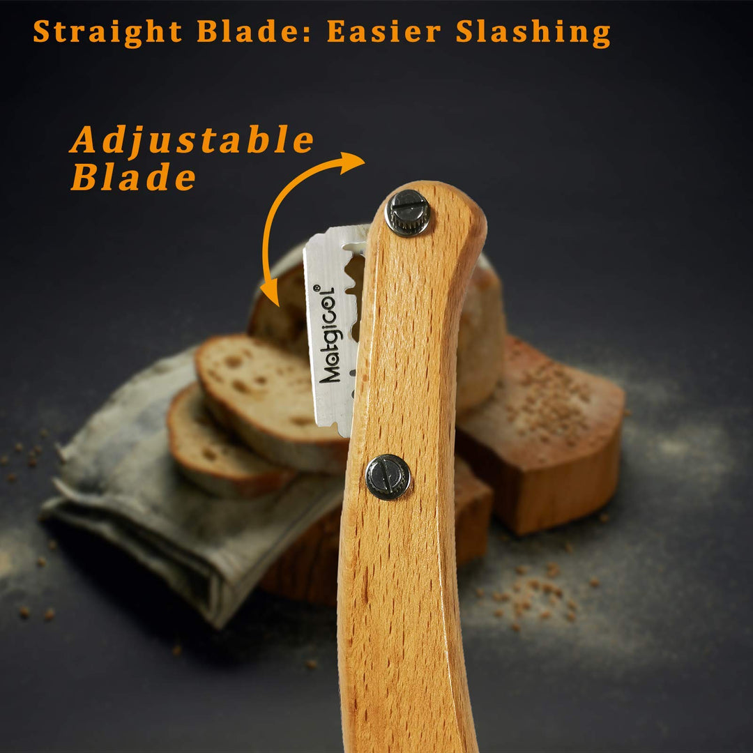 Premium Bread Lame, Bread Scorer Blade with Crafted Wooden Handle &amp; 10 Blades, Bread Scoring Tool/Bread Lame with Protective Cover